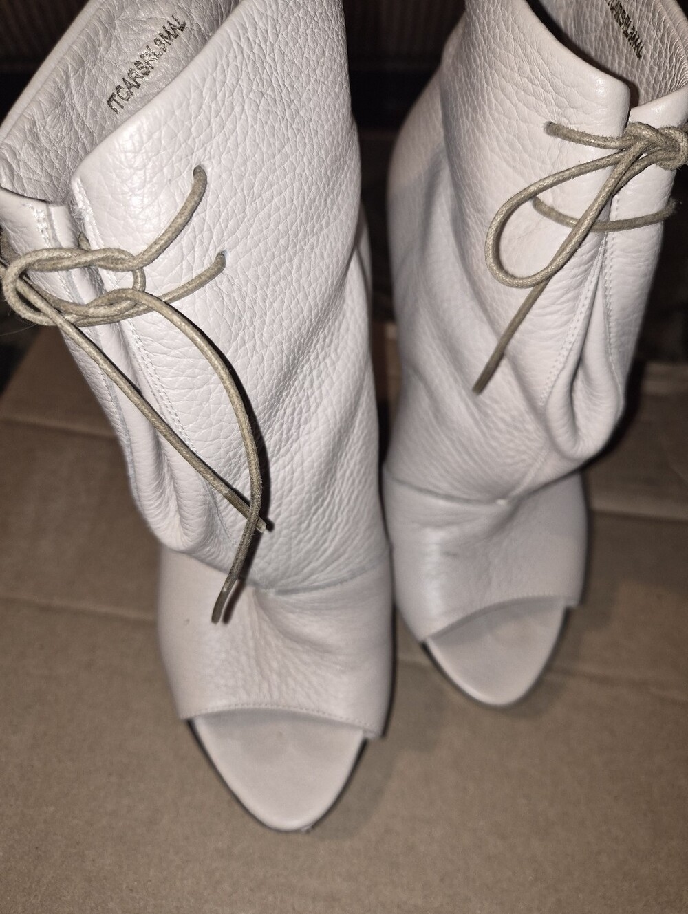 Burberry Cream Leather Stiletto Ankle Boots